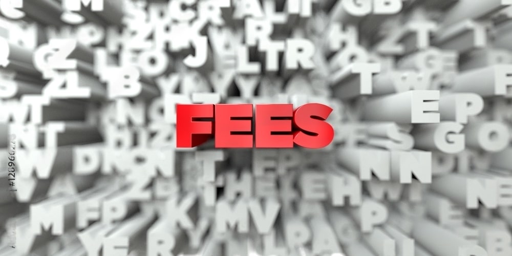 A text” FEES”  in red color