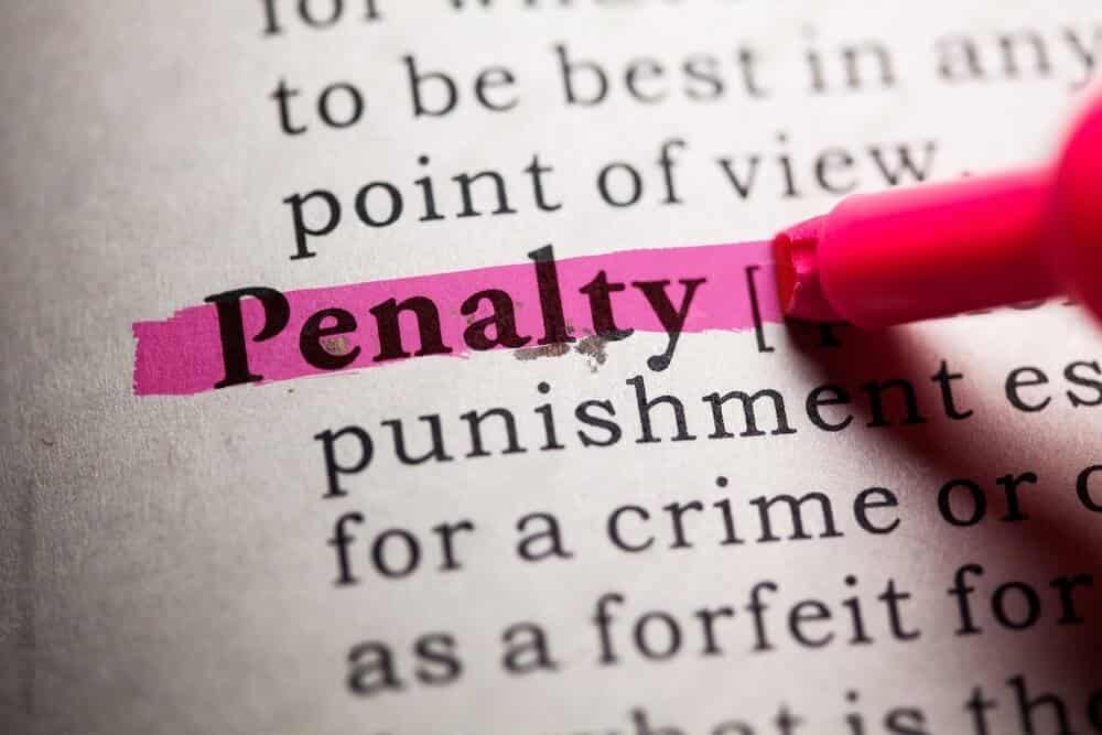 A text “Penalty”highlighted on a book