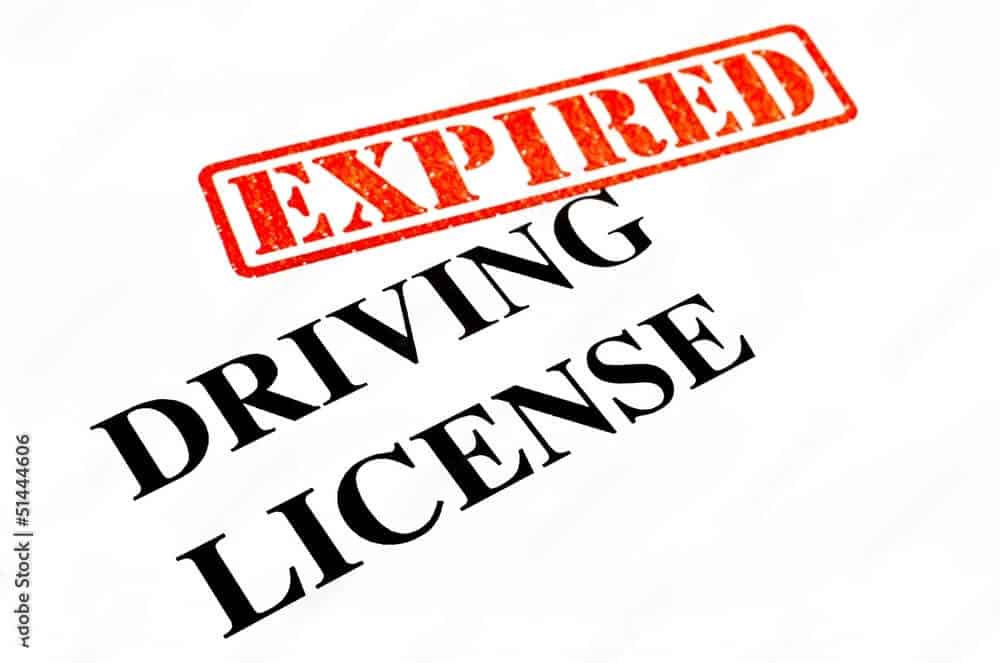 A text saying Expired driving license