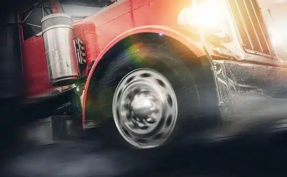 A truck tyre in motion blur